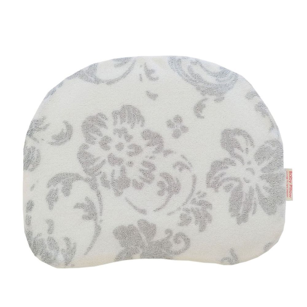 日本Makura - 【Baby Pillow】透氣兩用嬰兒靠枕-花朵灰 (約長27 × 寬22 × 高2cm)
