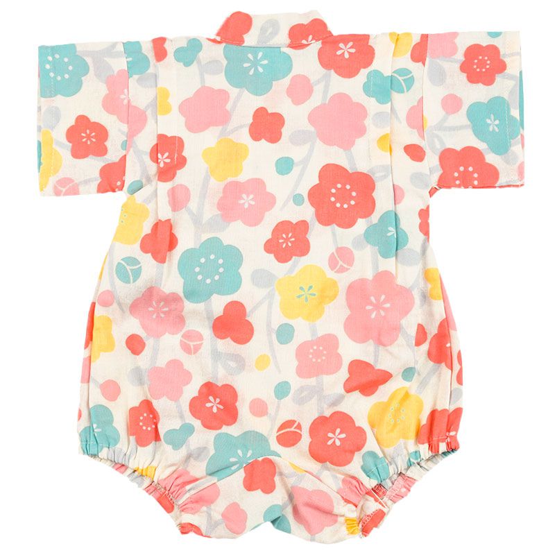 akachan honpo - 甚平包屁衣-可愛小花-米白色