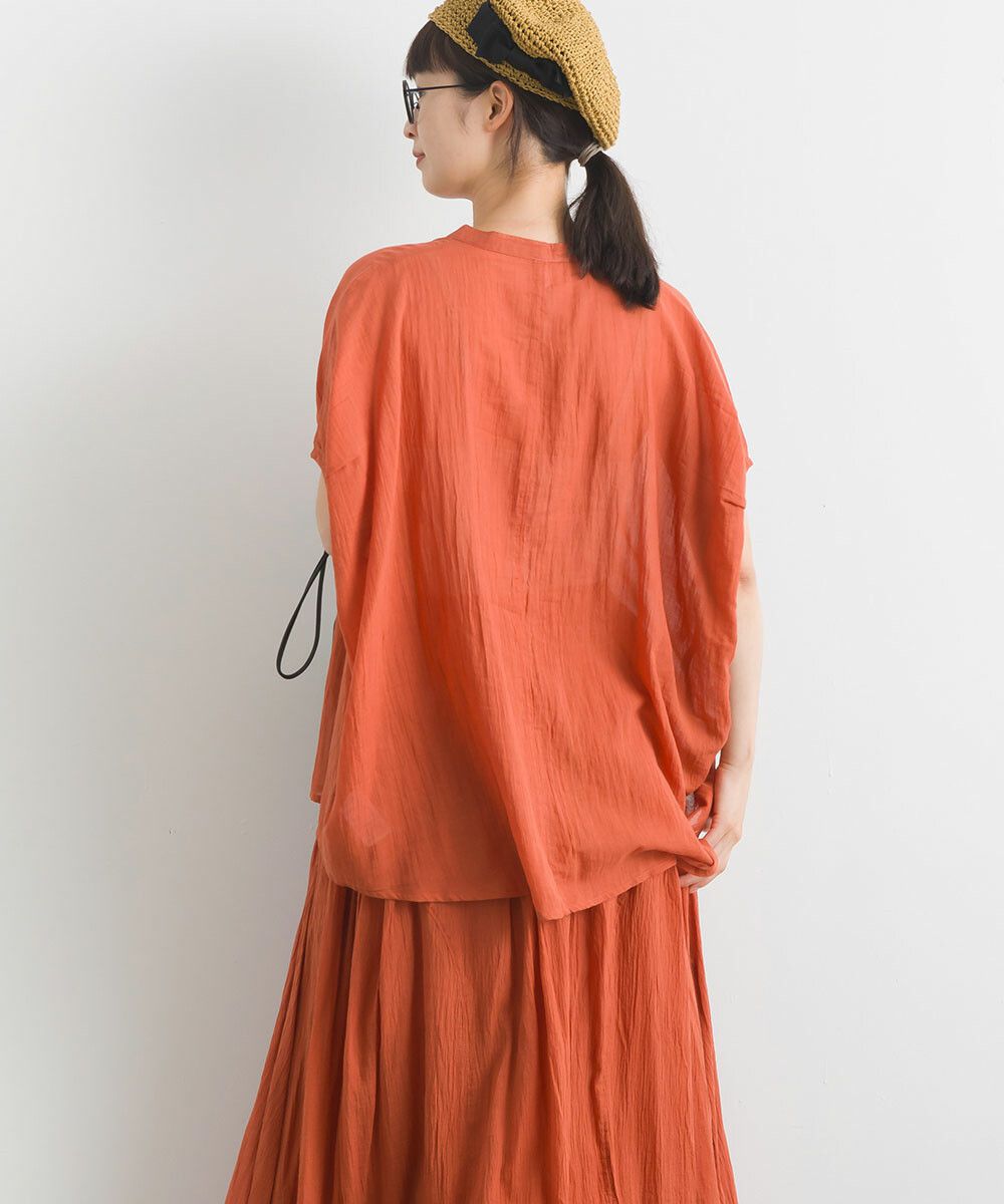 日本女裝代購 - 100%印度棉 空氣感落肩短袖上衣-淺卡其