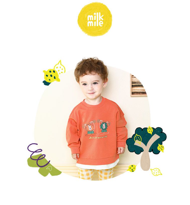 韓國 milk mile - 舉重獅子純棉T-湖水綠