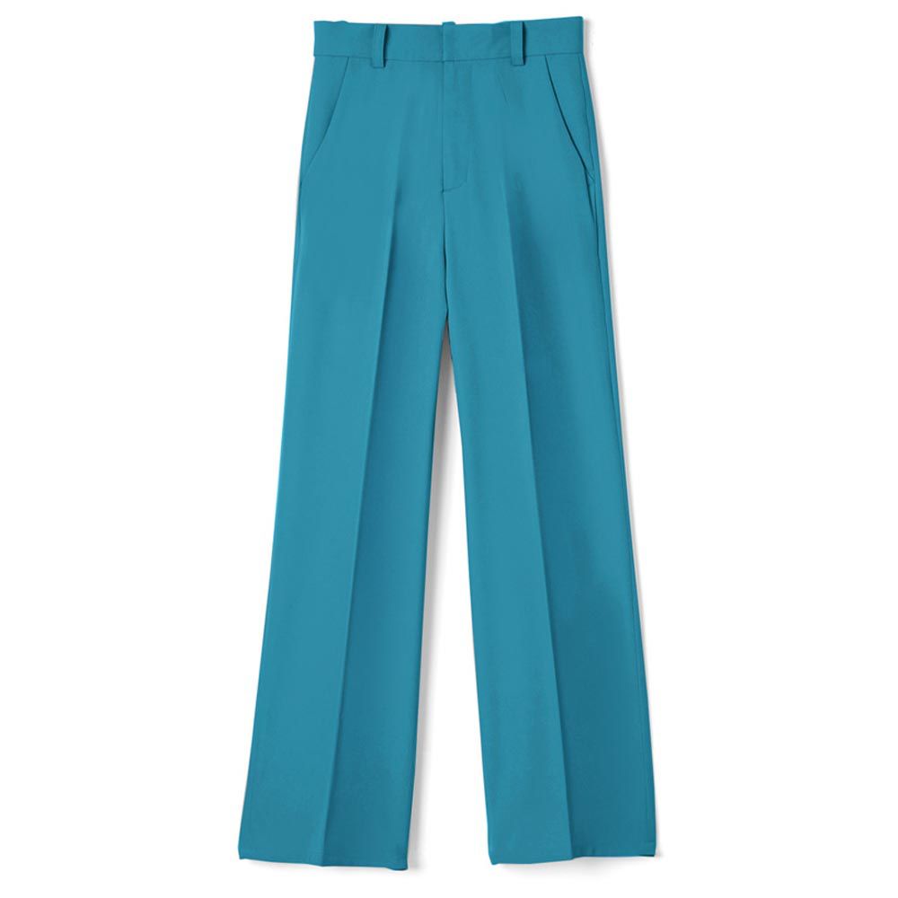日本 GRL - 熱銷定番 修身打褶西裝寬褲-土耳其藍