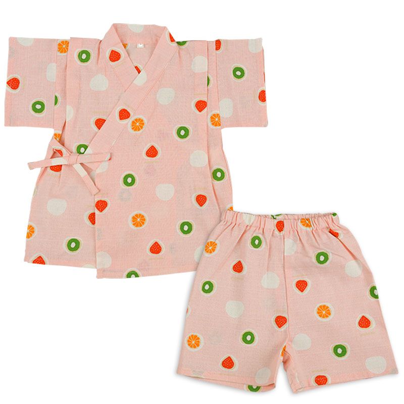 akachan honpo - 兩件式甚平-水果大福-粉紅色