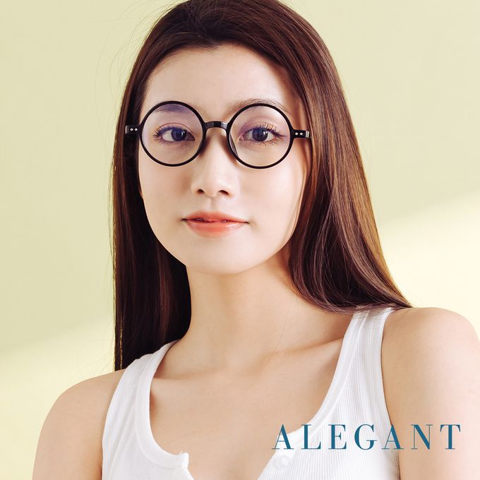 ALEGANT - 古著簡約高帽黑小圓框輕量TR90光學框UV400濾藍光眼鏡