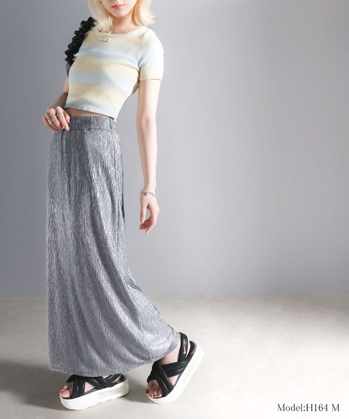 日本 Classical Elf - 小華麗光澤纖細修身長裙-黑