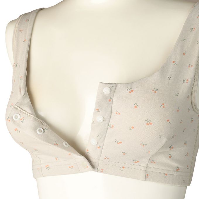 akachan honpo - 半截式內衣-前開式  小花-灰色