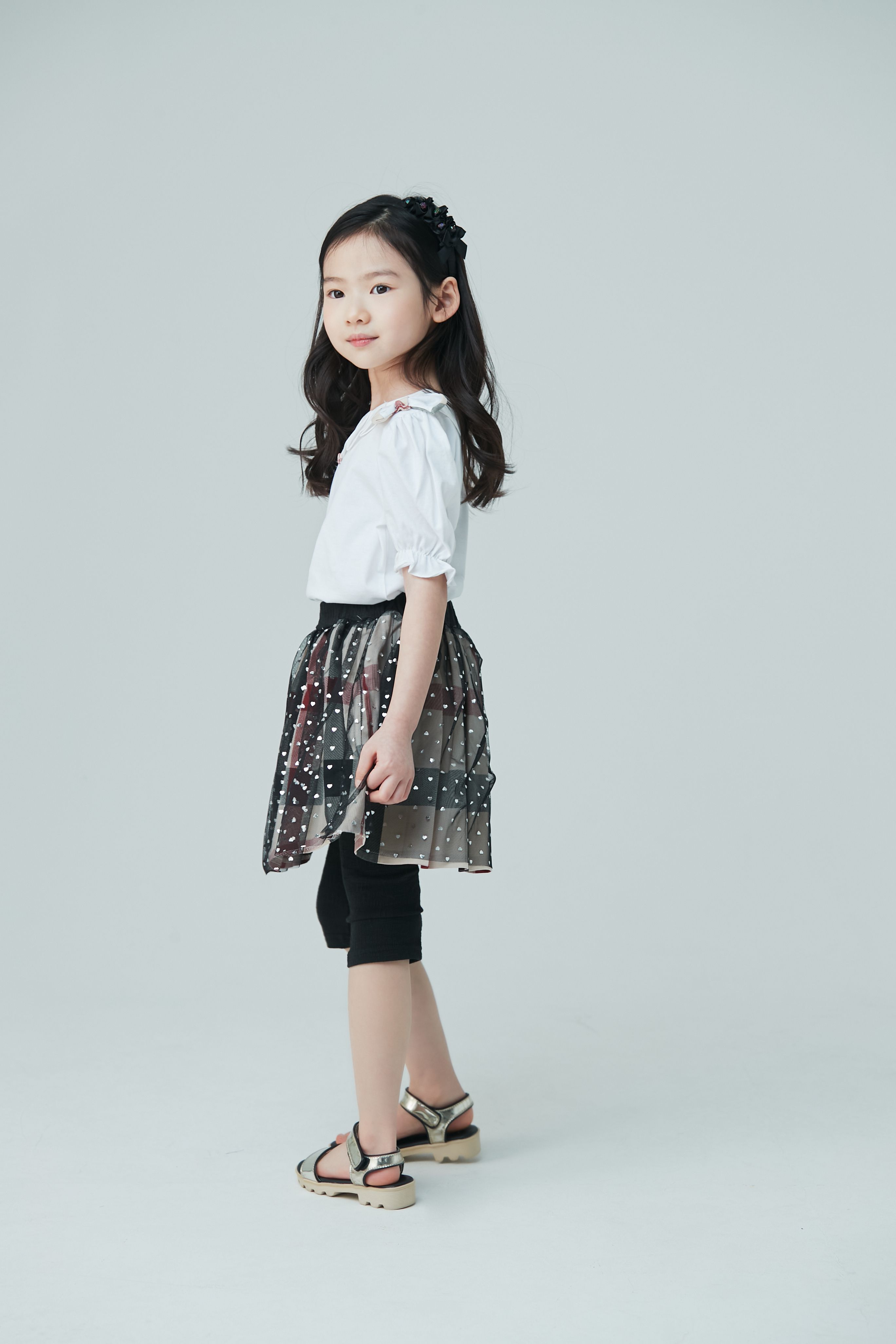 韓國 Coco Bang - 點點網紗七分褲裙-黑