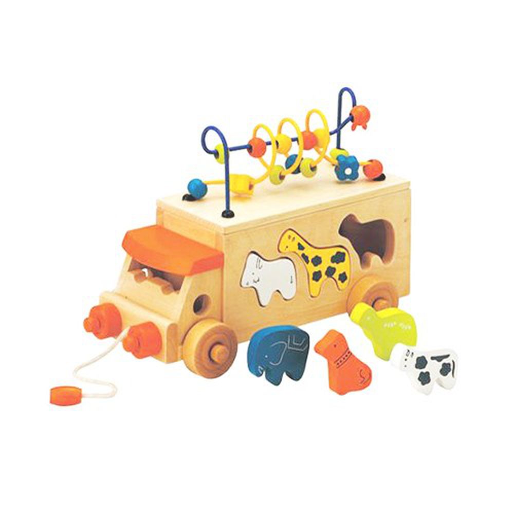 日本 Ed.Inter - 木頭益智玩具-動物小豆豆巴士
