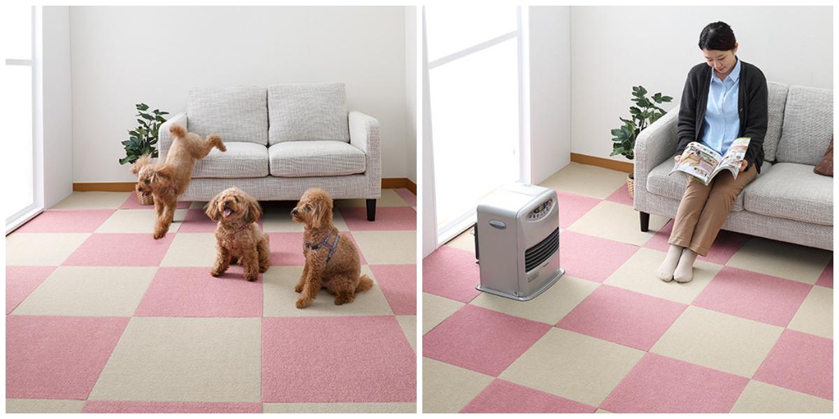 日本 SANKO - (撥水加工/防火)可機洗重複黏貼式輕薄地毯-褐杏 (45×45cmx厚4mm)-4枚入