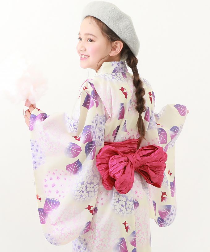 日本 devirock - 純棉夏日祭典花朵浴衣兵兒帶2件組-牡丹格紋-粉x綠