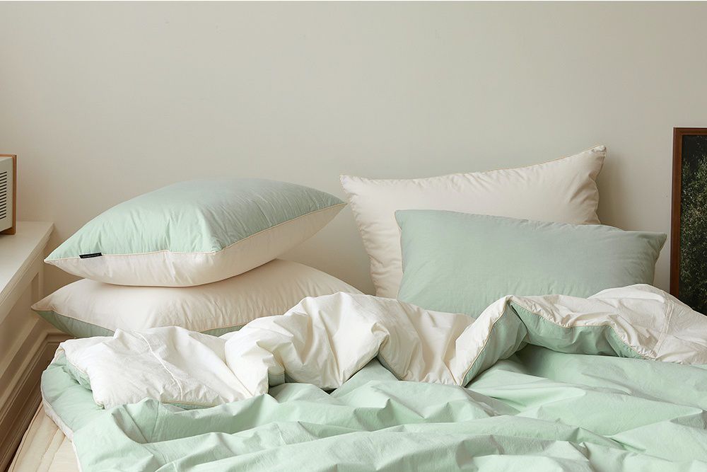 韓國 Maatila - 可水洗雙色高密度60支棉棉被(贈收納袋)-薄荷葉茶