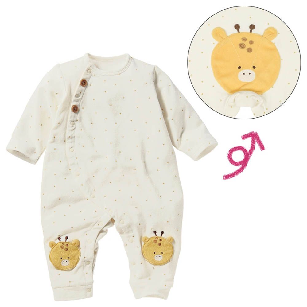 長袖兔裝 爬行神隊友-造型屁屁毛巾布-黃色