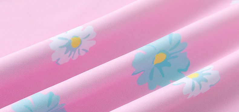 Hellokitty短袖連身泳裝-kitty與花花-粉+藍