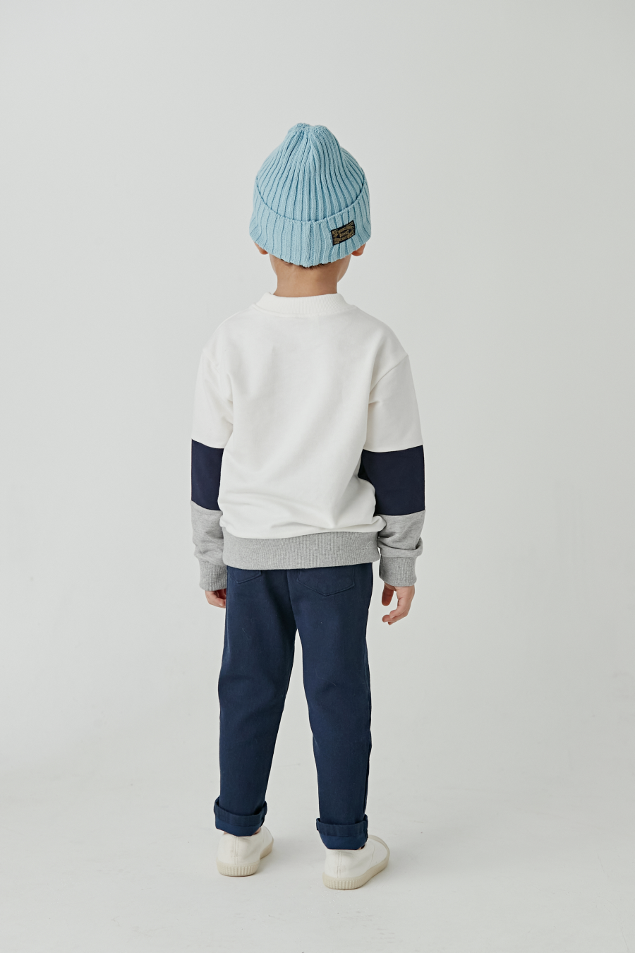 韓國 Coco Bang - 英倫格紋三色T-深藍