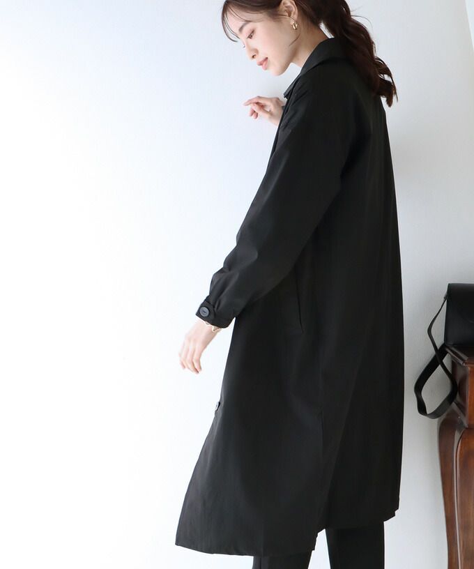 日本 BLUE EAST - 俐落簡約翻領長版風衣外套-灰