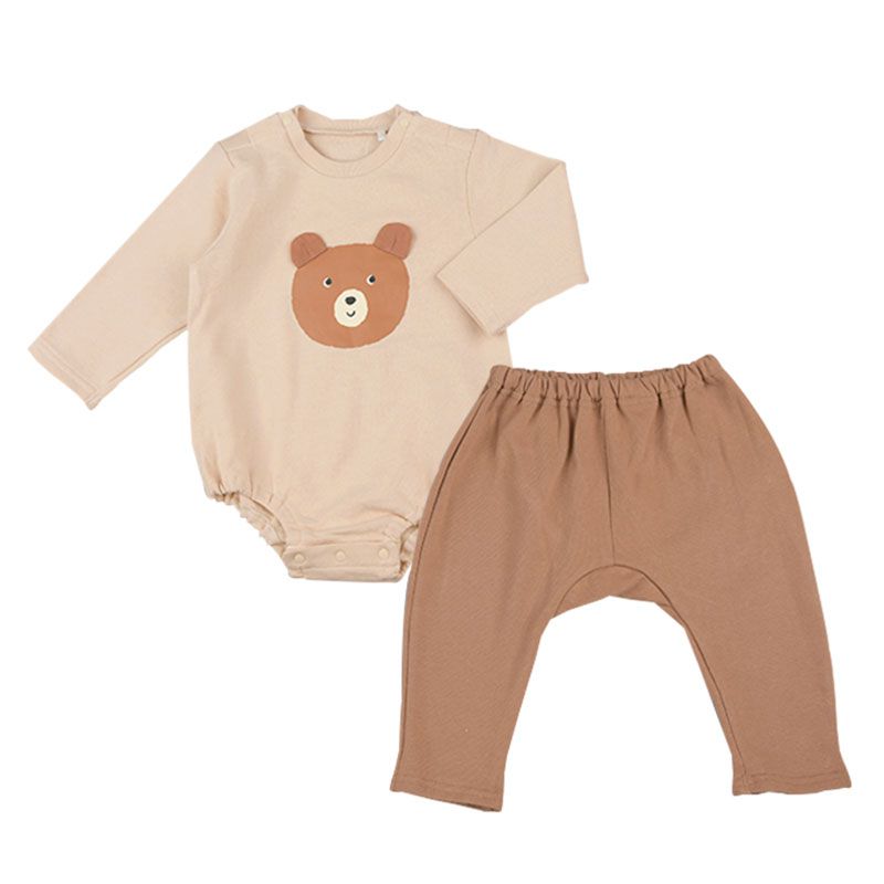 akachan honpo - 包屁衣+褲子-動物-淺卡其色