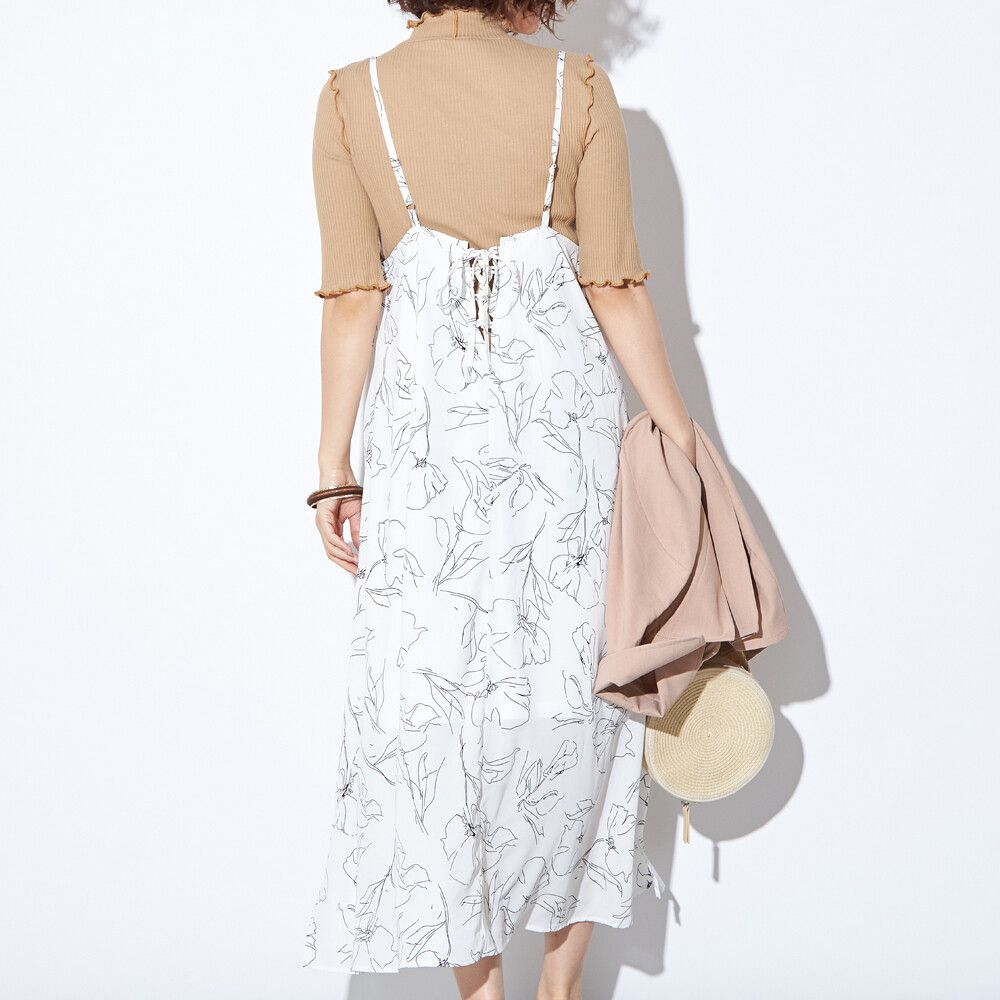 日本女裝代購 - 2way 碎花V領洋裝/罩衫外套-綠 (M(Free size))