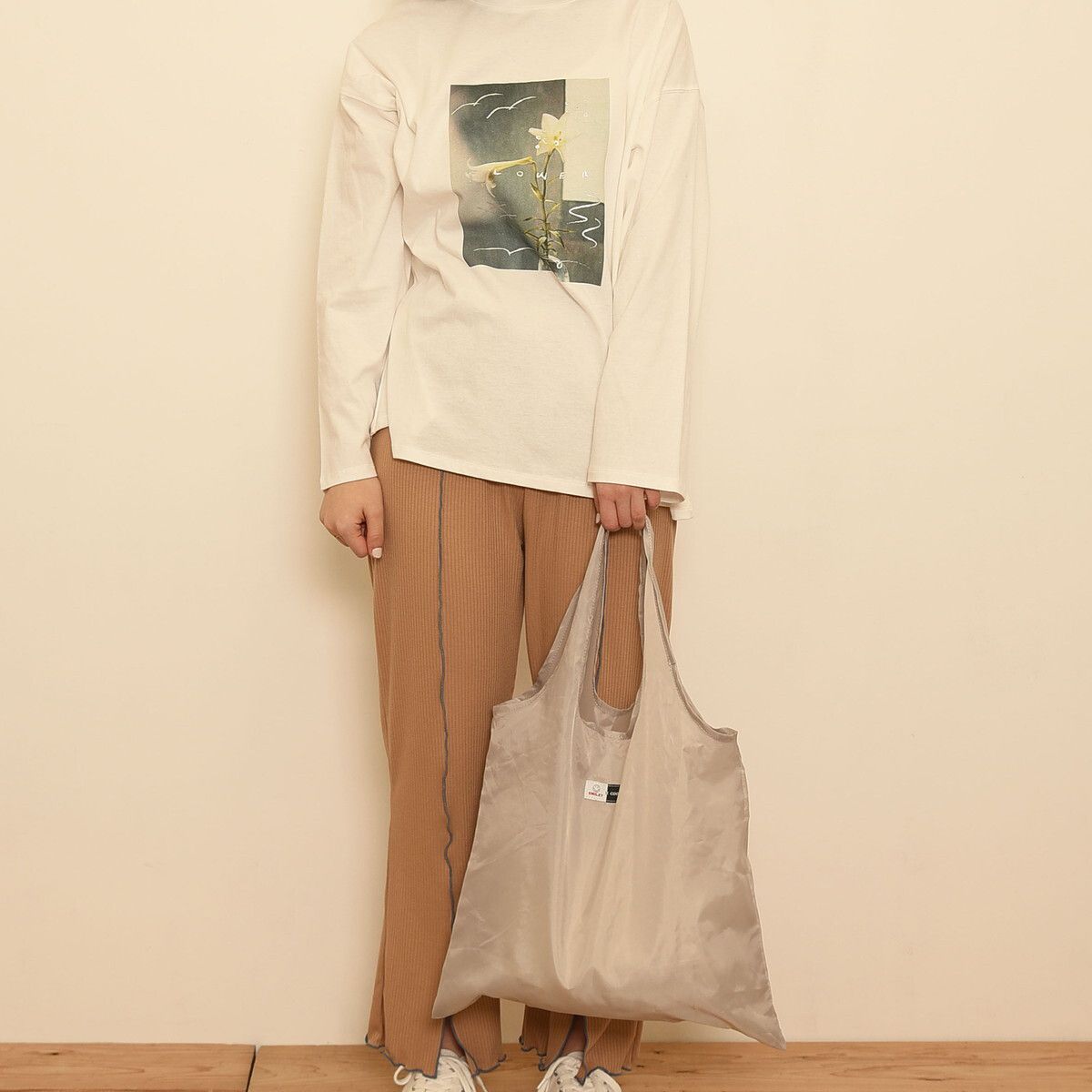 日本 COOCO - SMILEY聯名款 可收納環保袋/購物袋-陽光黃 (W42*H39cm)