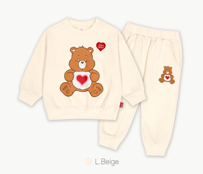 韓國 Care Bears - 聯名款大圖印長袖內磨毛套裝-灰