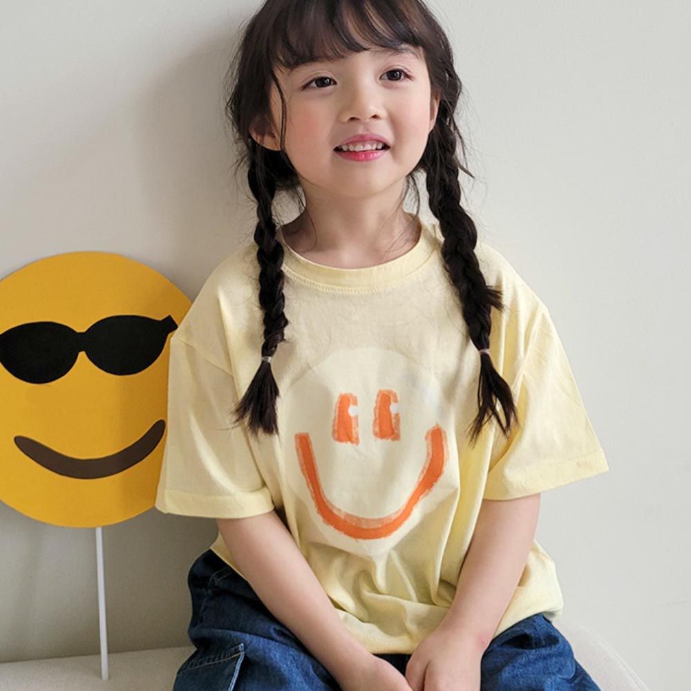 韓國 Peanuts House - 笑臉氣球短袖純棉上衣-黃