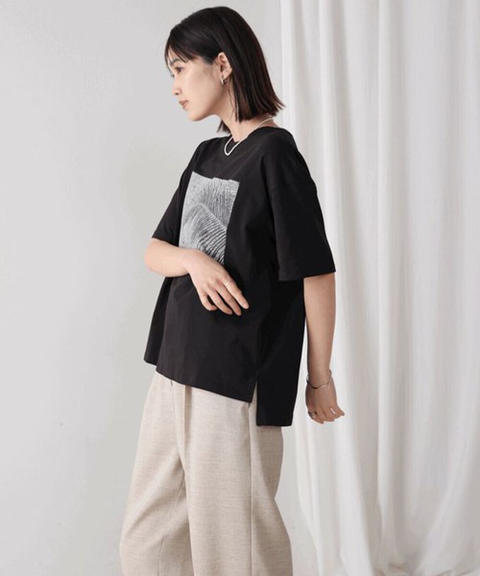 日本 Bab - 100%棉 清新夏日樹葉印花T恤-白