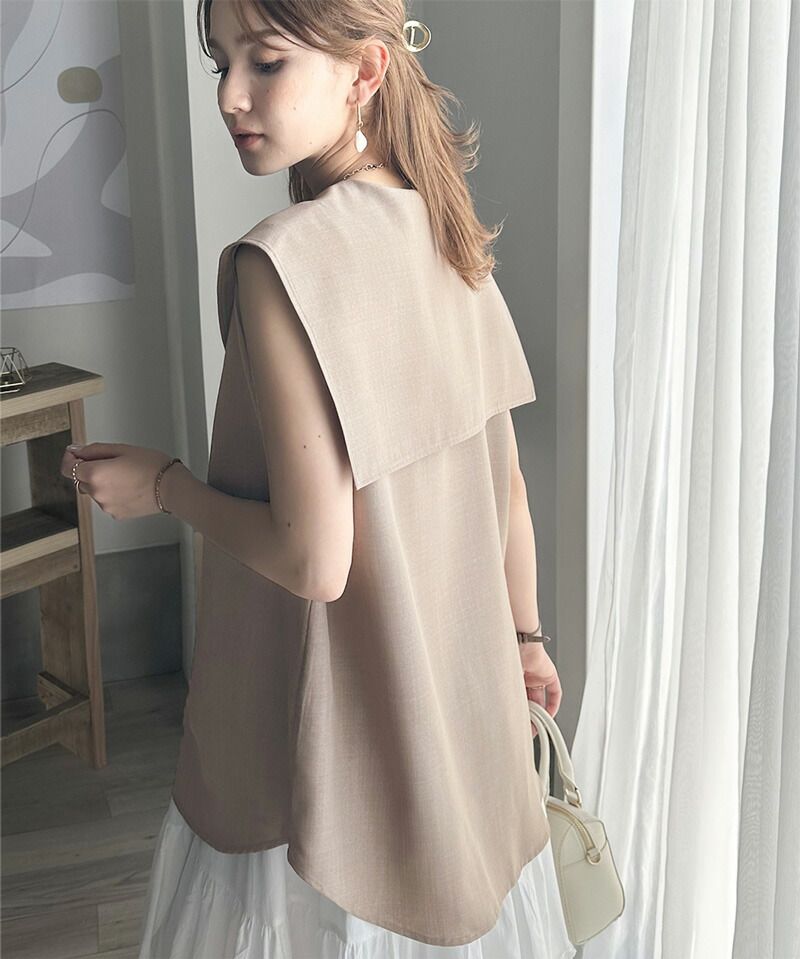 日本 Classical Elf - 優雅歌德領無袖襯衫-天使白