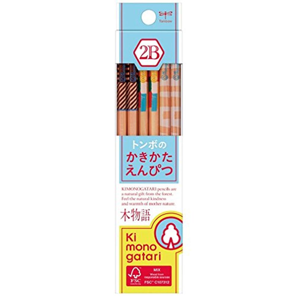 日本文具代購 - Tombow FSC森林認證木材製六角鉛筆12支-2B-木物語水藍