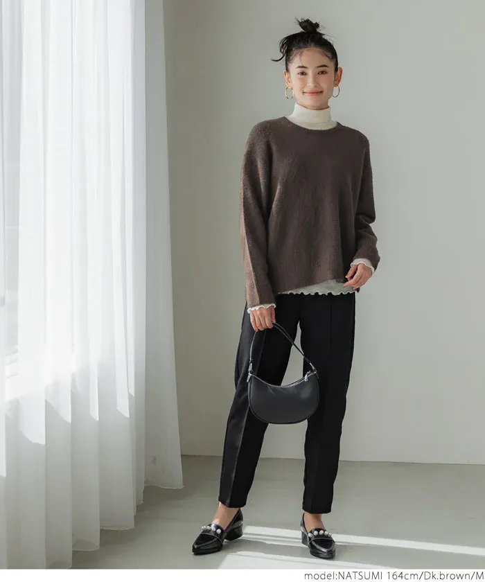 日本 COCA - ふあふあ 柔軟百搭針織毛衣-圓領-草綠