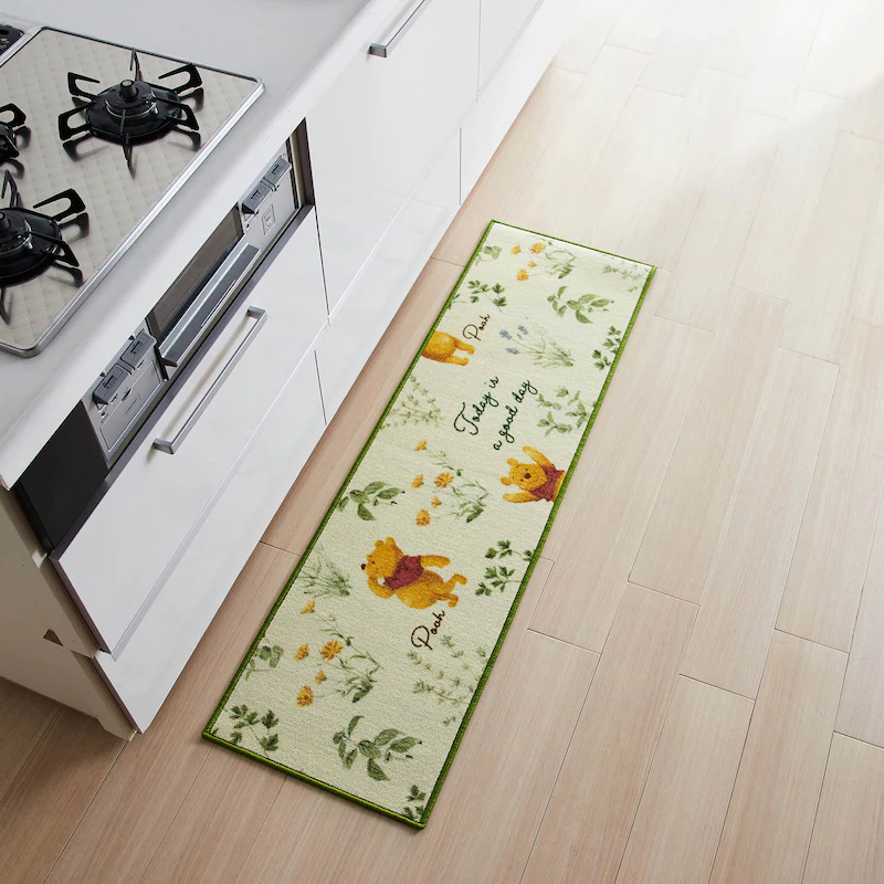 日本千趣會 - 迪士尼 長條型腳踏墊(廚房/臥室)-維尼花園-綠