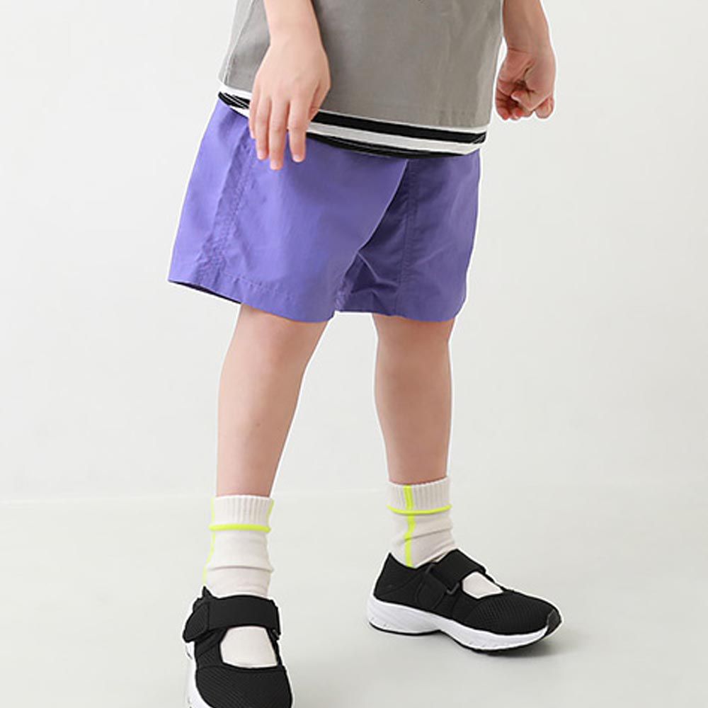 日本 devirock - 防潑水帥氣束腰寬版五分褲-紫羅蘭