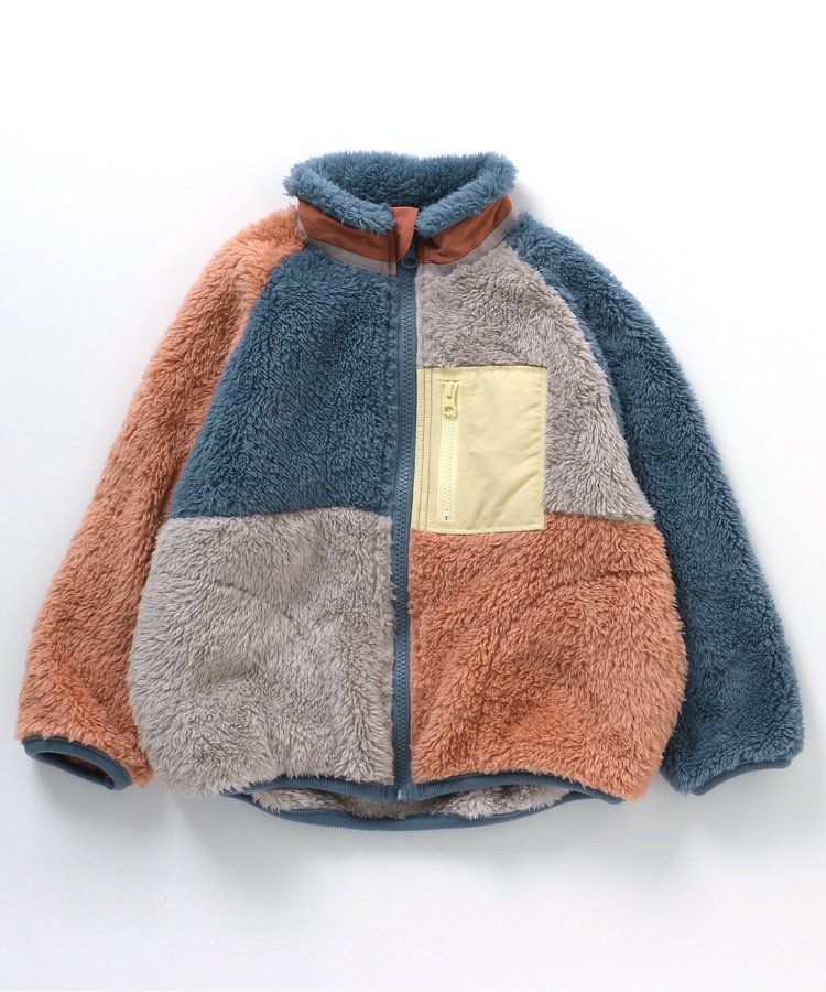 日本 apres les cours - 蓬鬆拼接風多彩絨毛外套-摩卡系