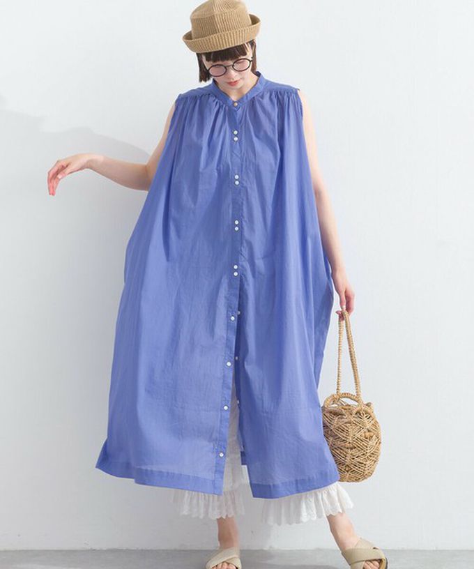 日本 Lupilien - 100%印度棉 清爽素色無袖洋裝-淺黃