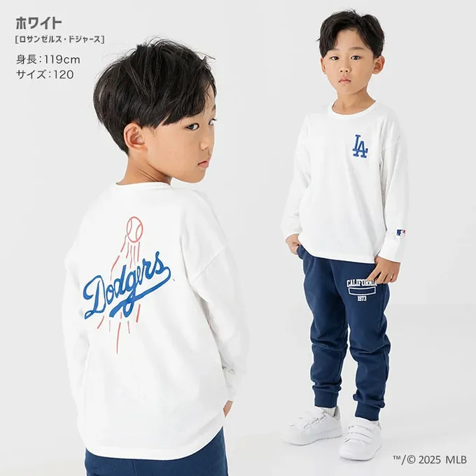 日本 Chil2 - MLB聯名 品牌刺繡長袖上衣-紐約洋基-燕麥