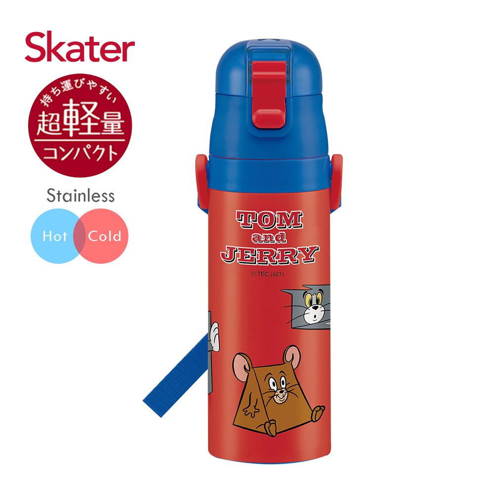 日本 SKATER - 兒童不鏽鋼直飲保溫水壺(470ml)-湯姆貓與傑利鼠