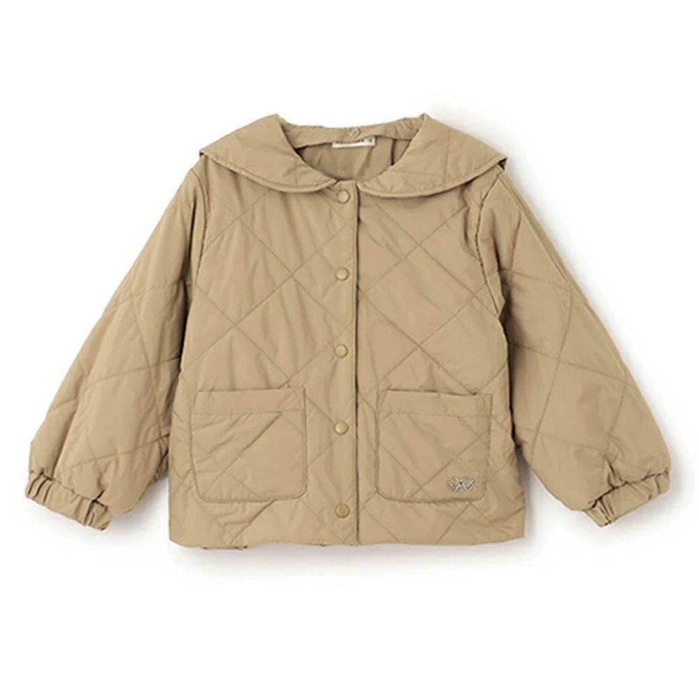 可機洗 水手領絎縫鋪棉外套(領可拆)-卡其棕