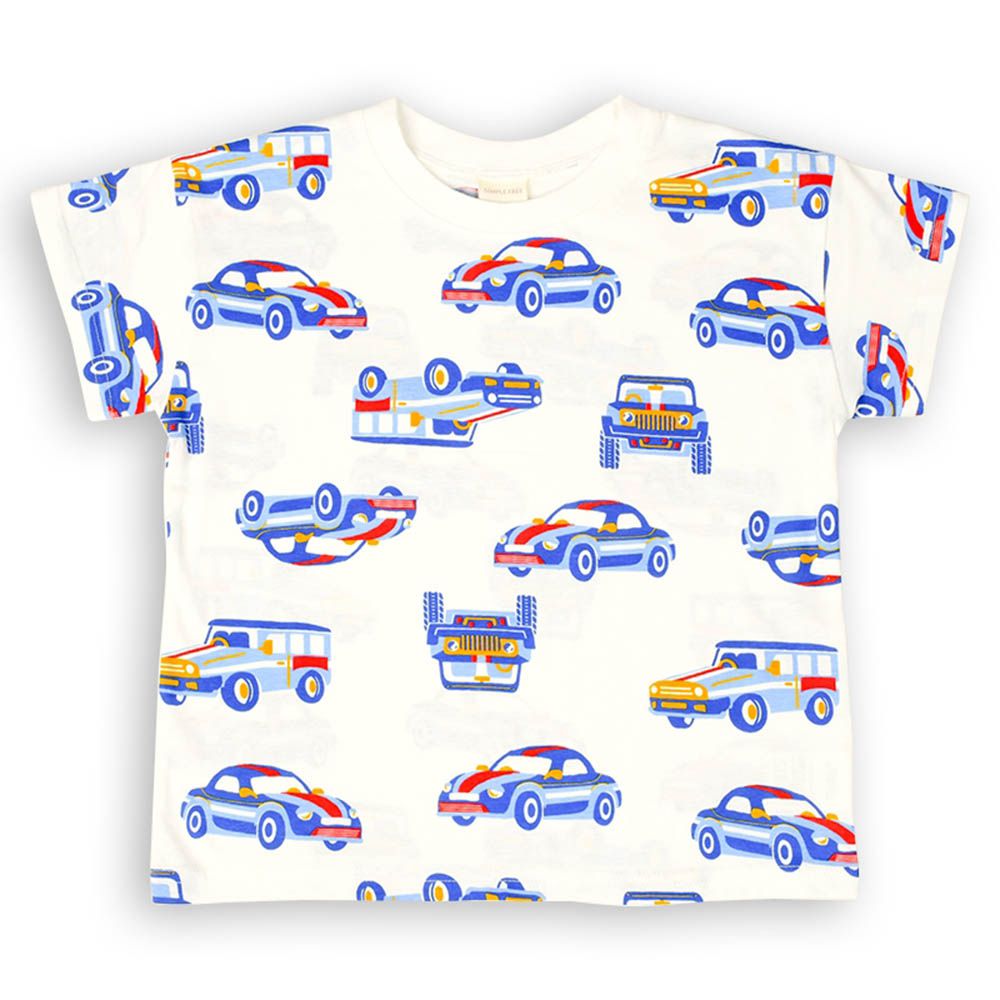 短袖T恤-滿版印花-米白色