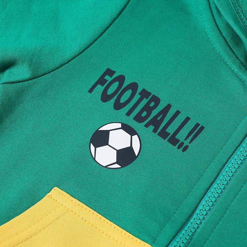 純棉立體造型連帽外套-足球-藍+黃