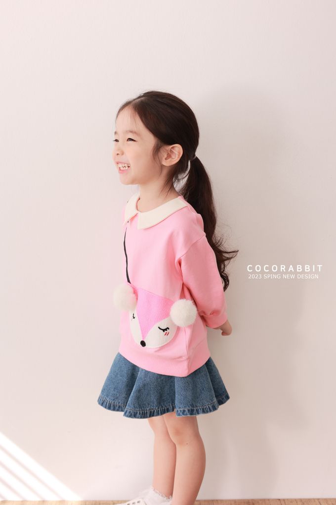 韓國 Coco rabbit - 害羞狐狸翻領長袖上衣-粉