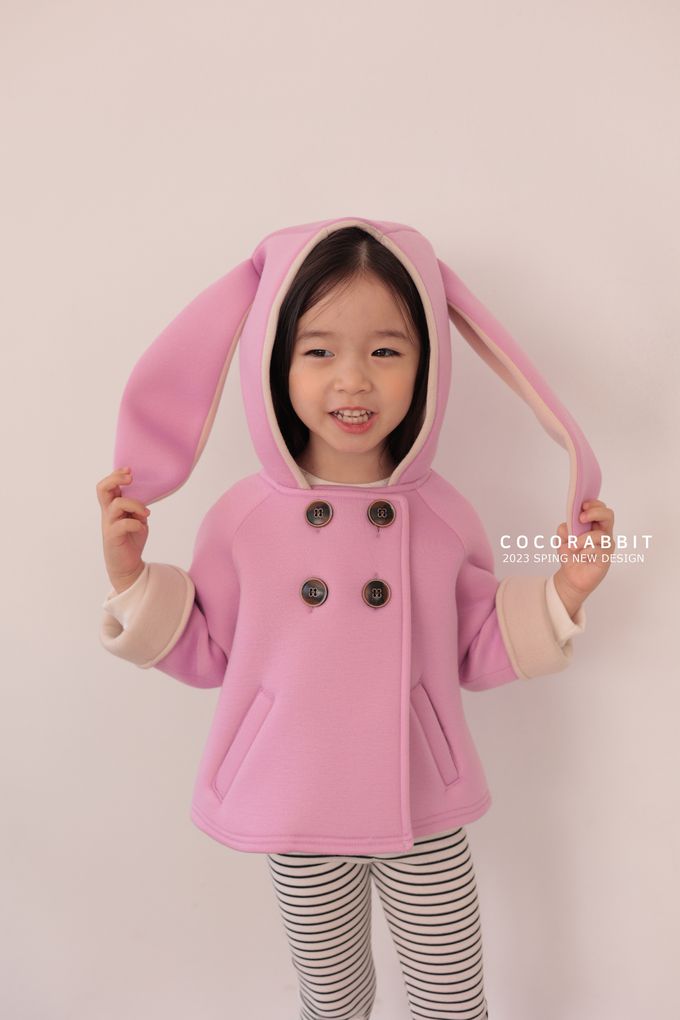 韓國 Coco rabbit - 立體兔耳裝飾連帽外套-紫