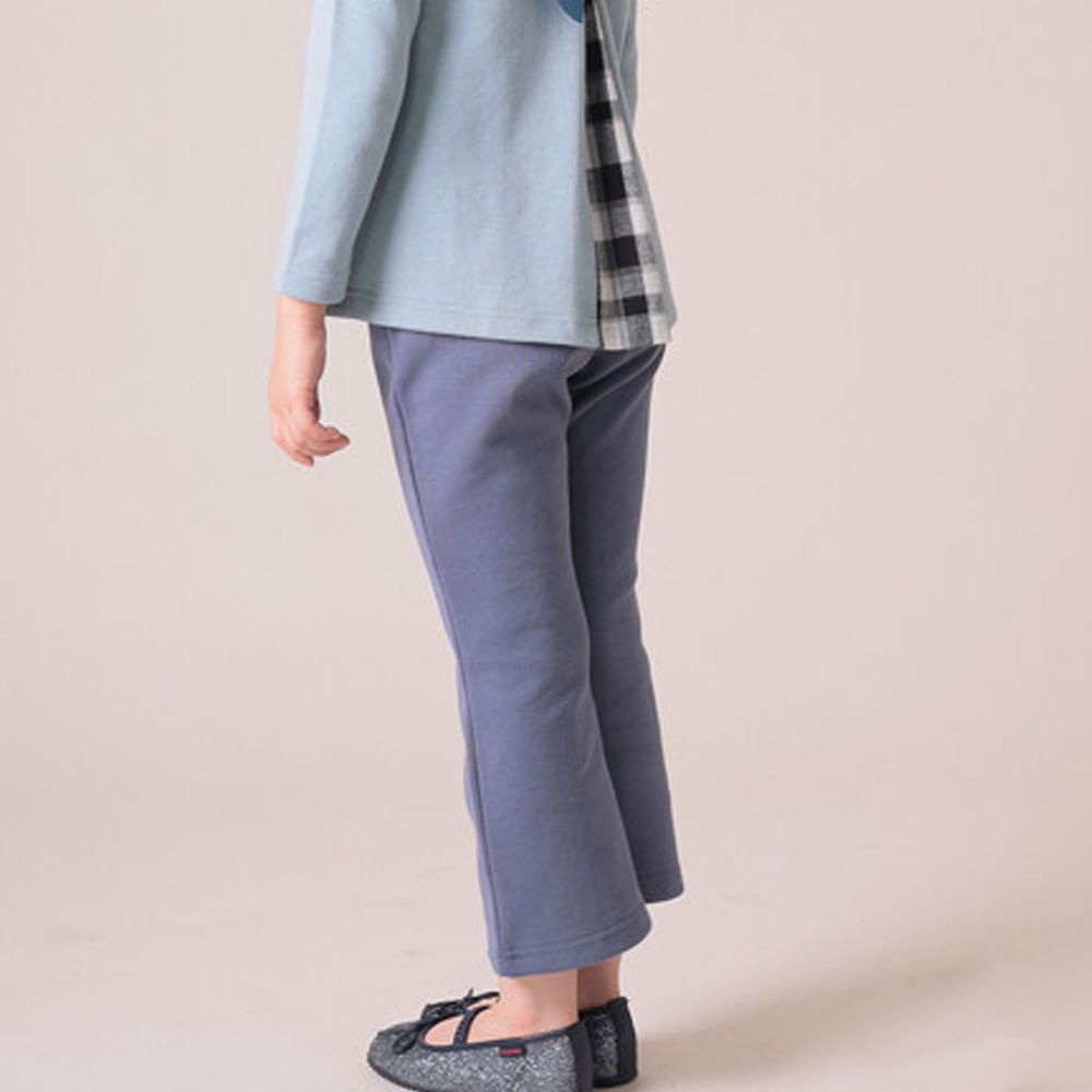 日本 TORIDORY - 修身立體壓線微喇叭長褲-灰藍
