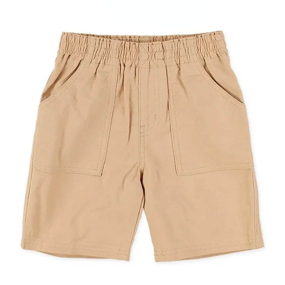 100%棉 鬆緊彈性短褲-卡其杏