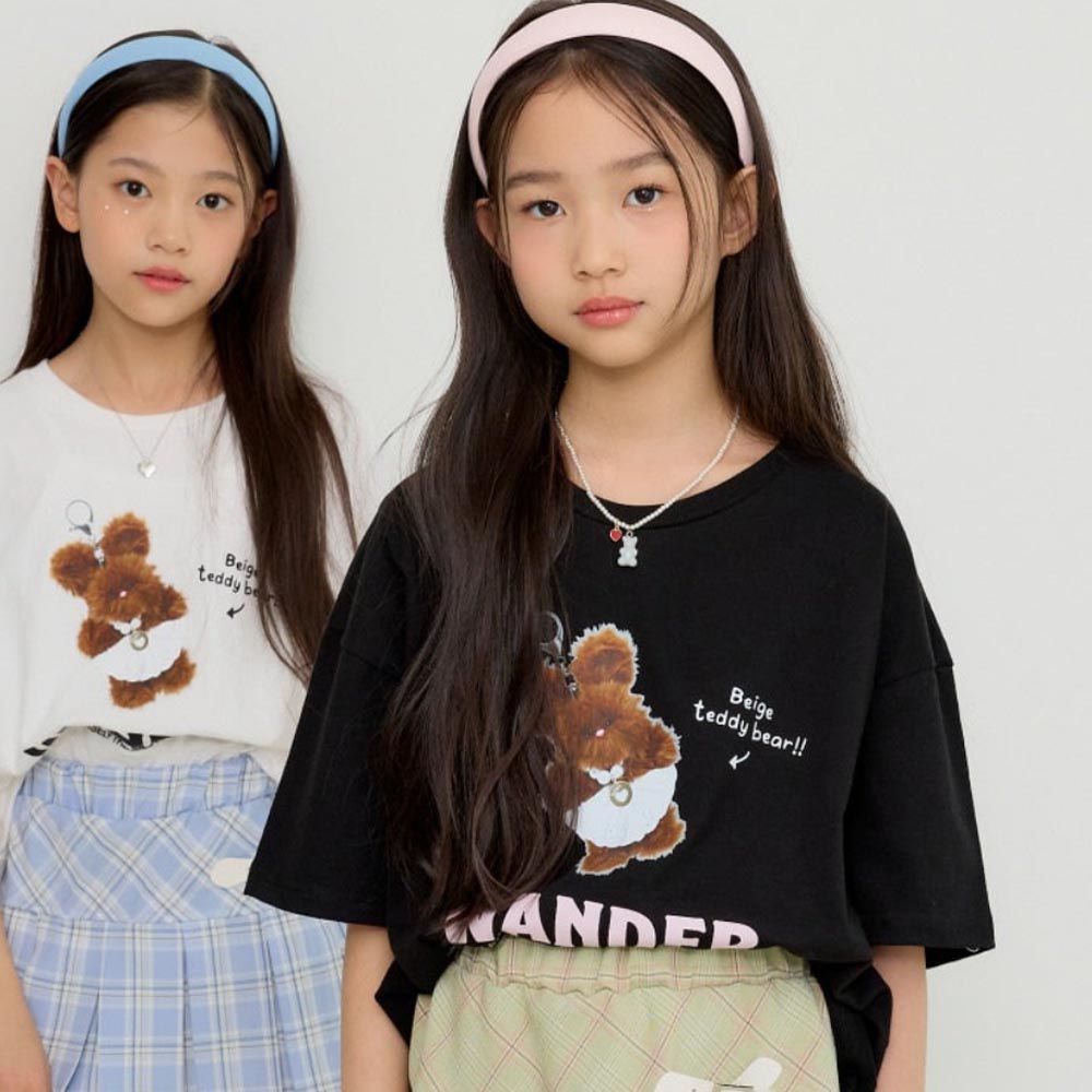 韓國 sm2 - 可愛熊熊印短袖上衣-黑
