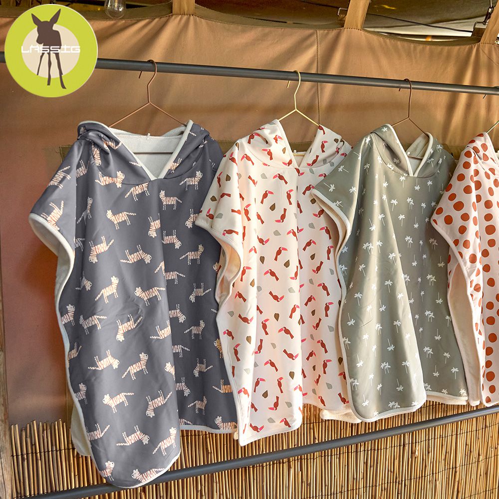 德國 Lassig - 嬰幼兒抗UV斗篷沙灘巾-波卡圓點 (120-60cm)