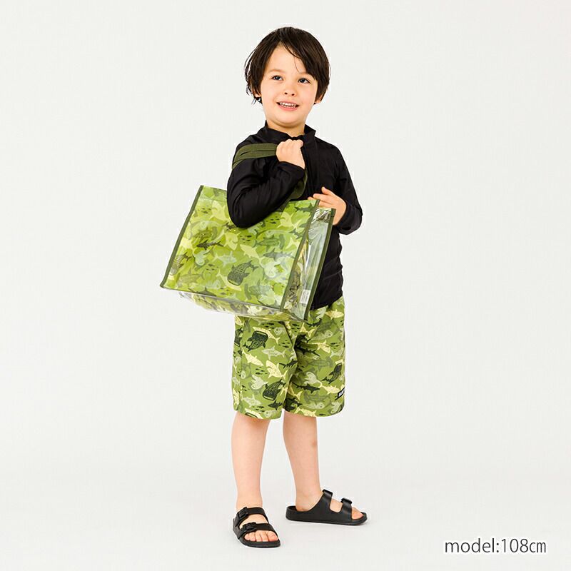 日本 ZOOLAND - 防水PVC手提袋/游泳包-F鯨鯊兄弟-深藍 (25x34x11cm)