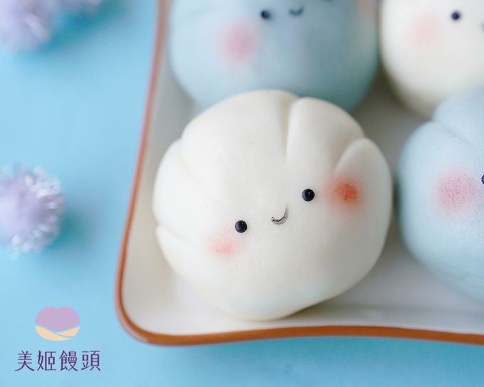 美姬饅頭 - 雲朵紅豆麻糬鮮乳造型包子-6入-57g/顆-6入-57g/顆
