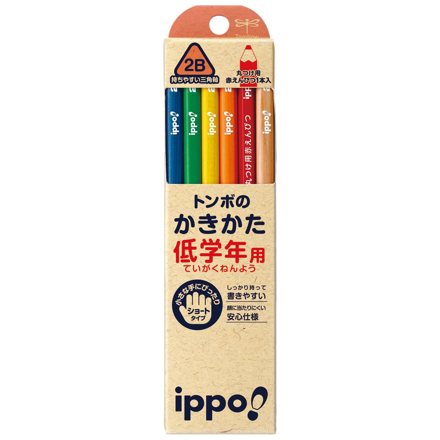 日本文具代購 - Tombow低學年用三角鉛筆12支(含紅色鉛筆*1)-2B-彩虹