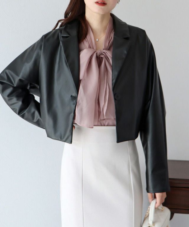 日本 BLUE EAST - 俐落短版西裝外套-米白