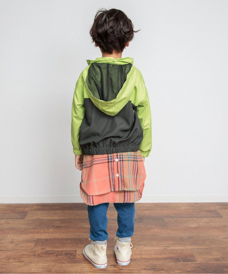 日本 BREEZE - 潑水加工 繽紛連帽防風外套-萊姆