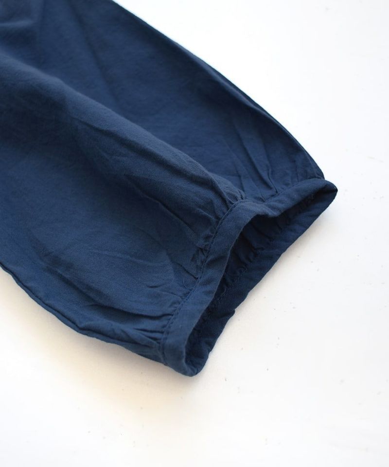 日本 zootie - 100%棉 優雅雕花圓領長袖襯衫-海軍藍