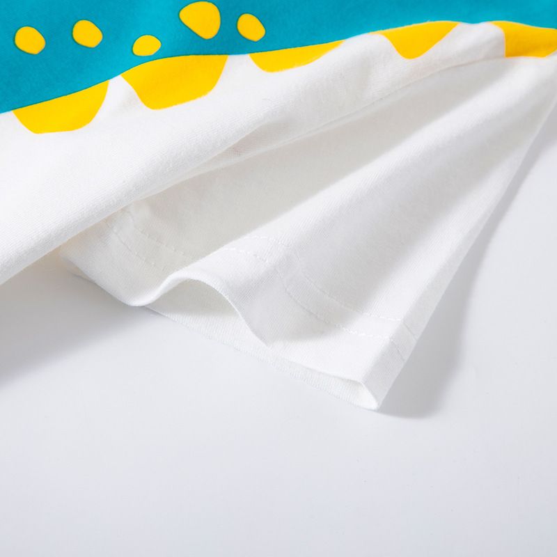 BE TOP - 純棉短袖上衣-Hello!長脖子恐龍-白色