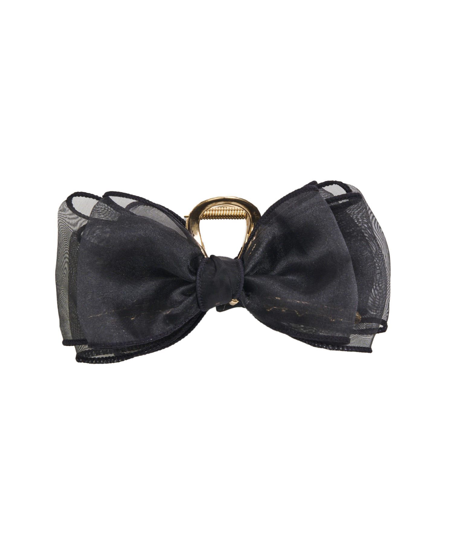 日本 Lattice - 薄紗層次蝴蝶結金屬髮夾/鯊魚夾-黑